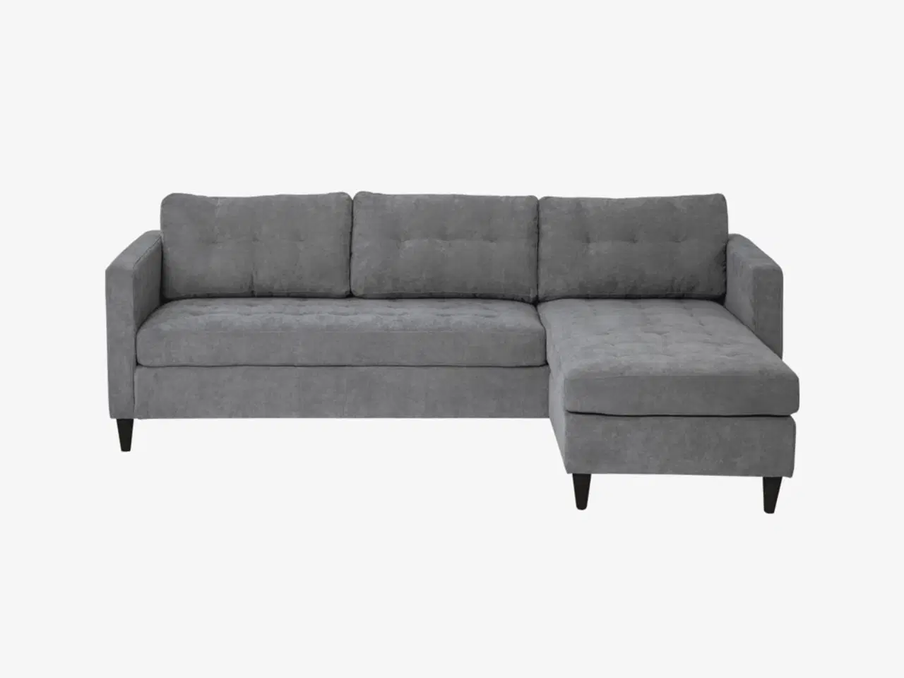 Billede 2 - Sofa med chaiselong med grå fløjl