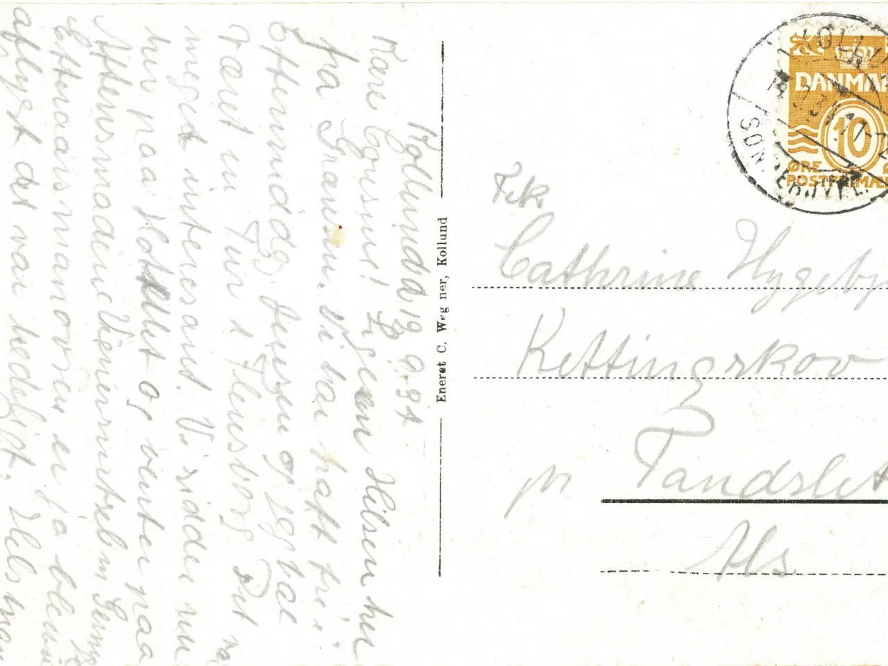 Billede 1 - Kollund, Sønderjylland. Pænt stempel på kort, 1934