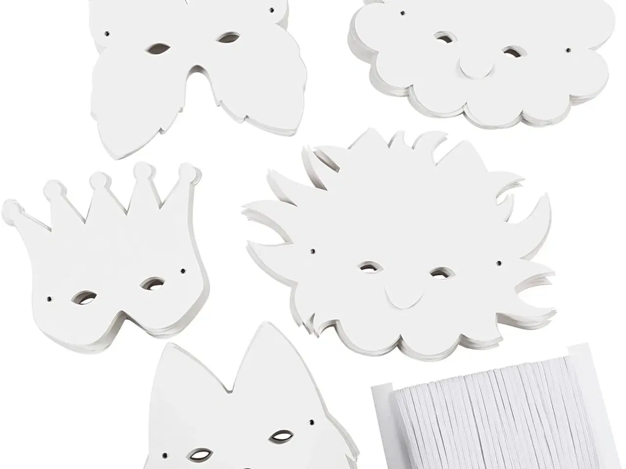 Billede 1 - Masker inkl. elastik, H: 15-20 cm, 230 g, hvid, 100ass./ 1 pk.