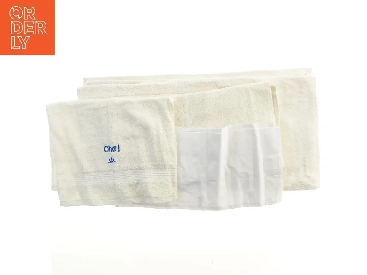 Billede 2 - Sæt af håndklæder med Ohøj broderi (str. 4 stk 38,5x40 & 100x50 & 70x50 & 72x140 cm)