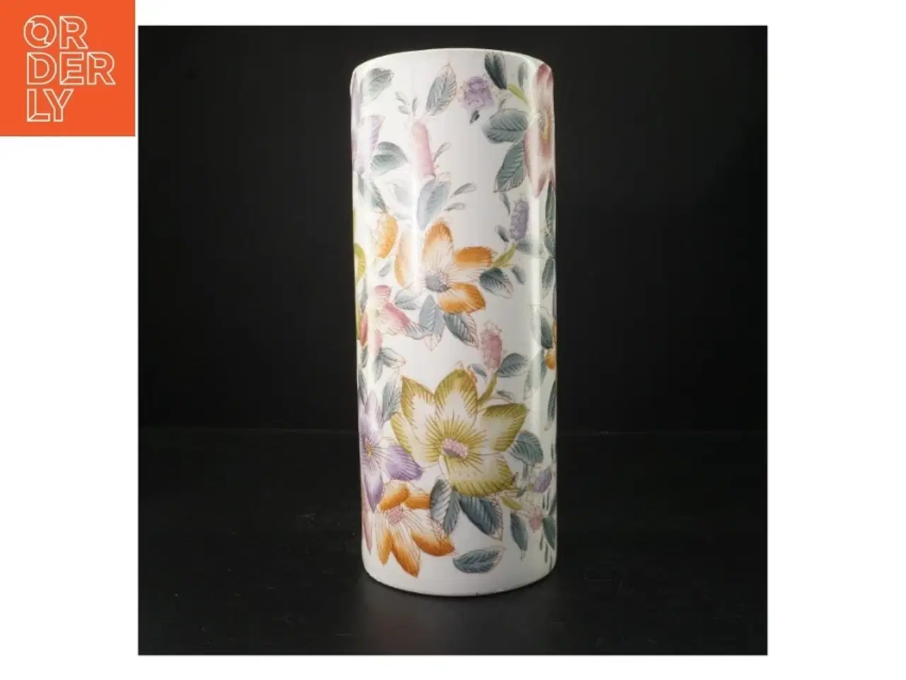 Billede 2 - Porcelænsvase med blomstermotiv (str. 32 cm)