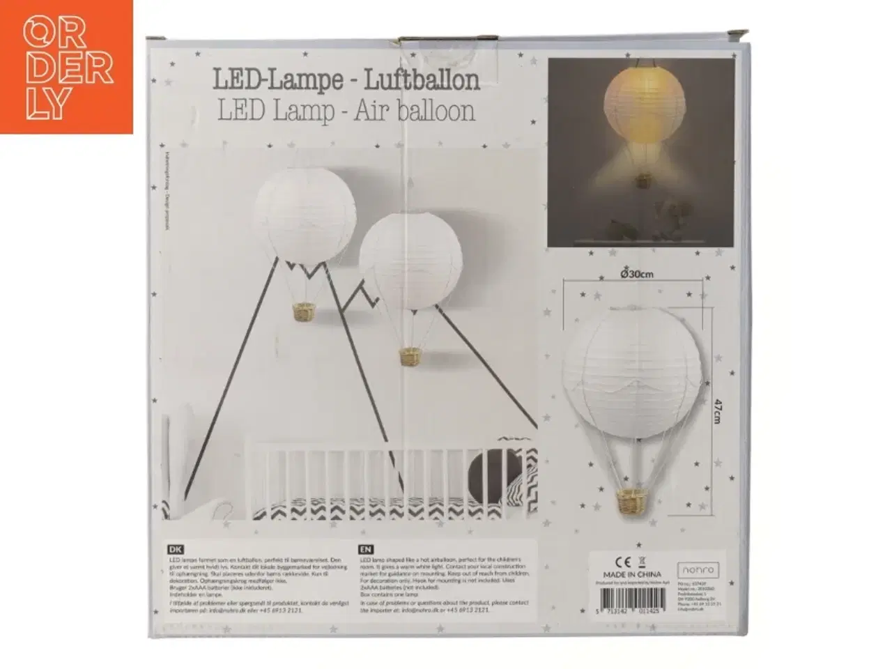 Billede 2 - LED-lampe luftballon fra Netto (str. Ø 30 cm længde 47 cm)