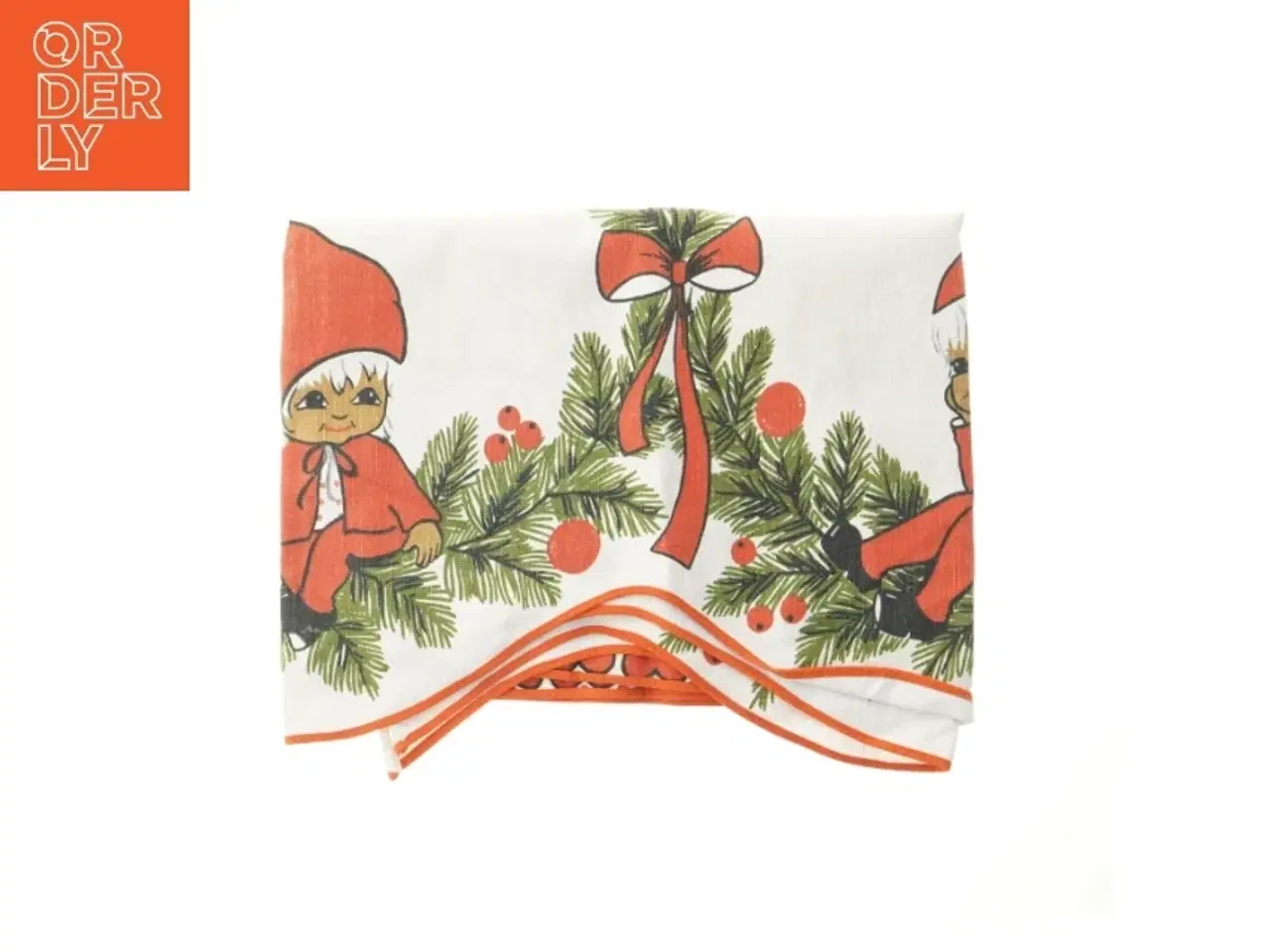 Billede 1 - Stof med nissedekoration (str. 60x160 cm)