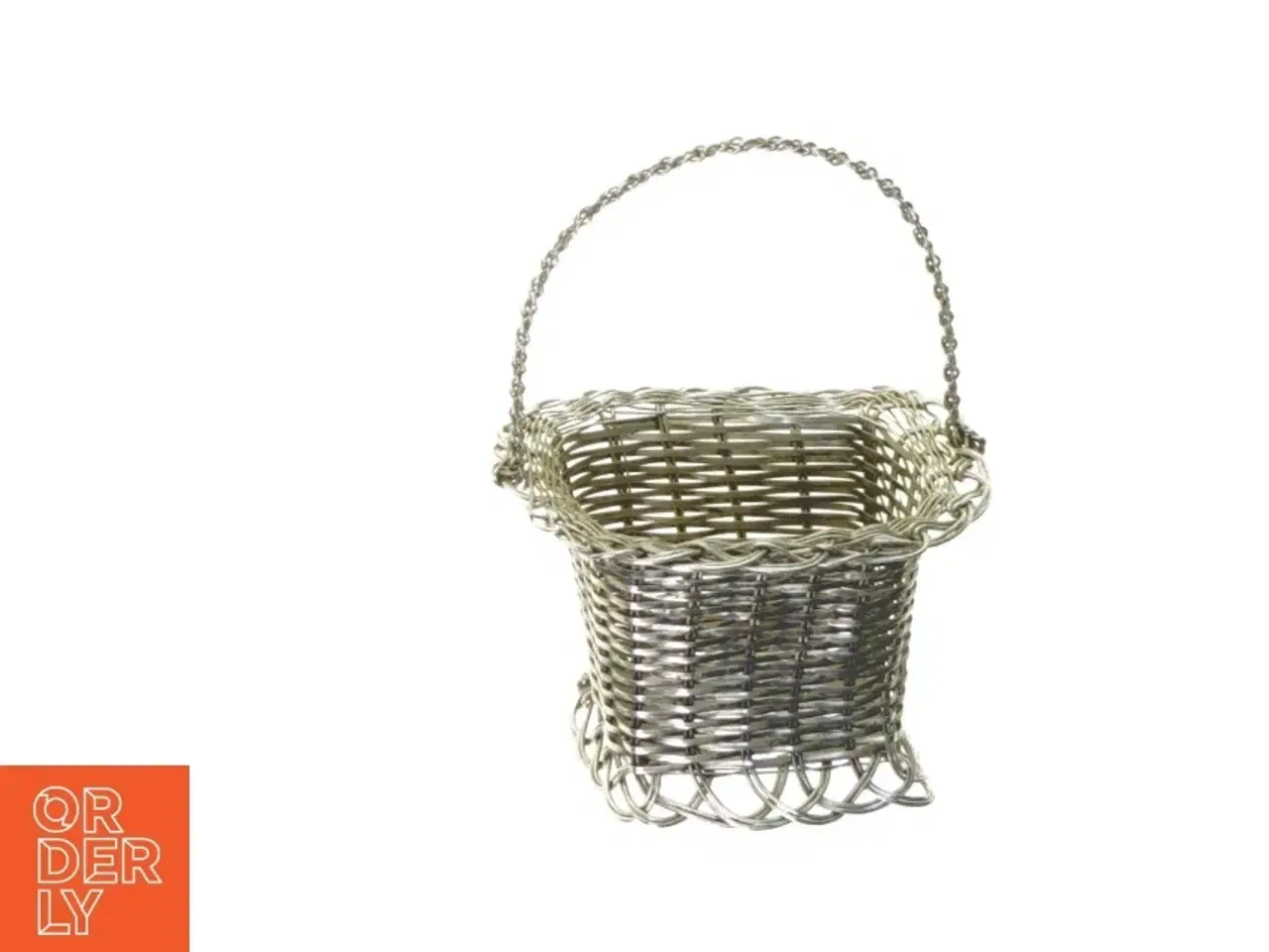 Billede 2 - Fil de fer flettet Metal kurv med hank (str. Med hank 14 x 9 cm)