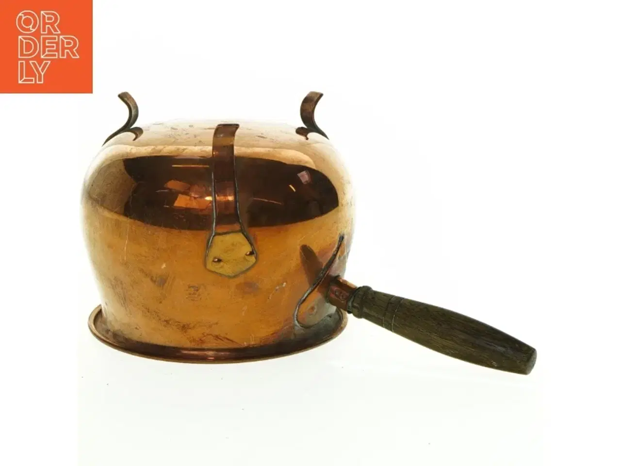 Billede 3 - Kobberkedel med træhåndtag (str. 25 x 14 cm)