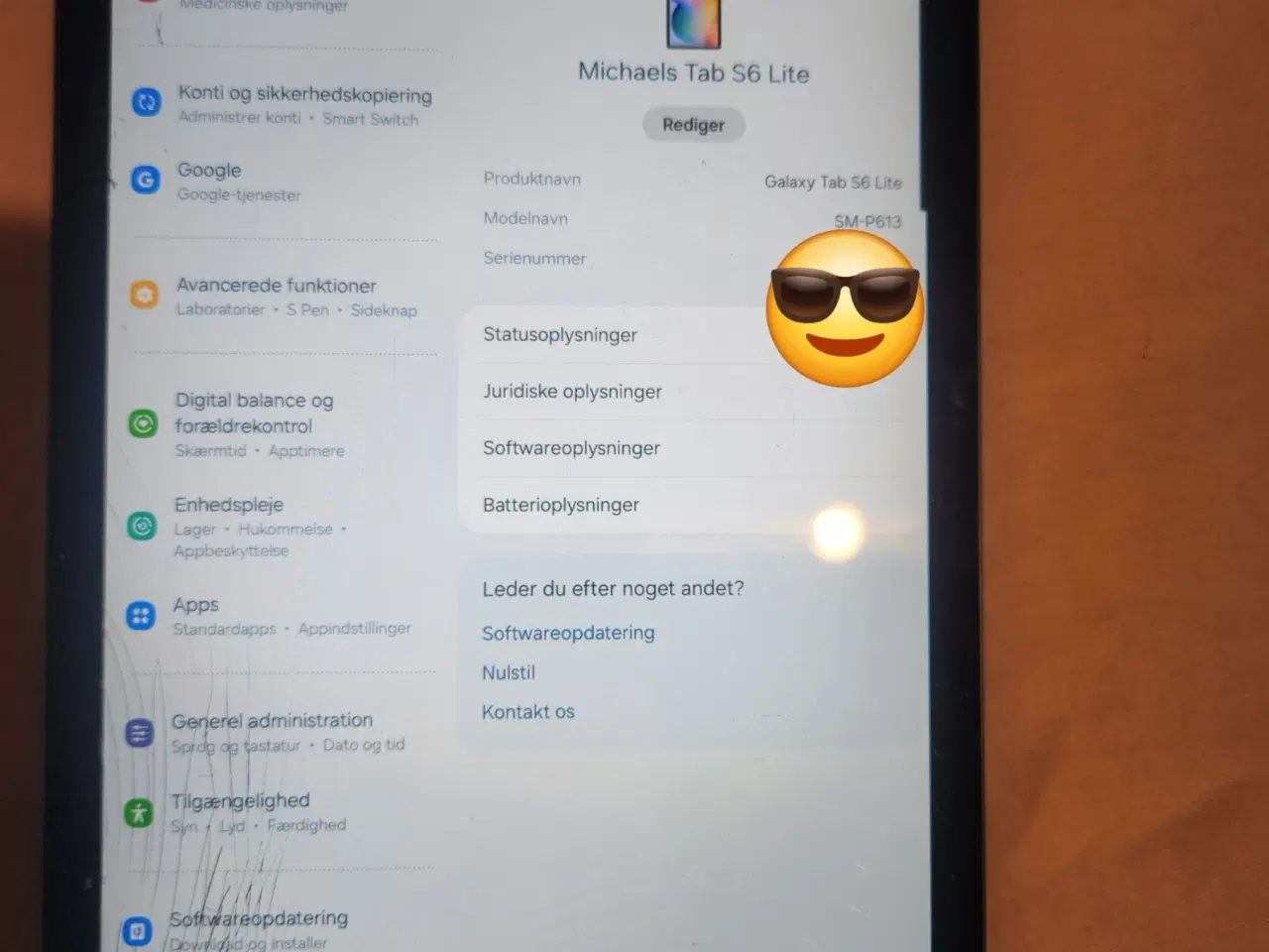 Billede 1 - Samsung Tab6 lite tablet. Skærmen skal skiftes