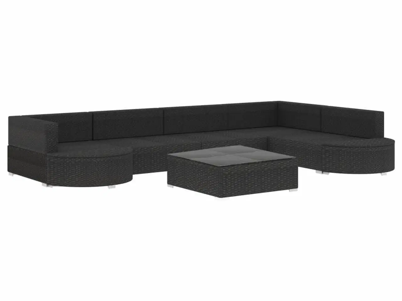 Billede 3 - Loungesæt til haven 8 dele med hynder polyrattan sort