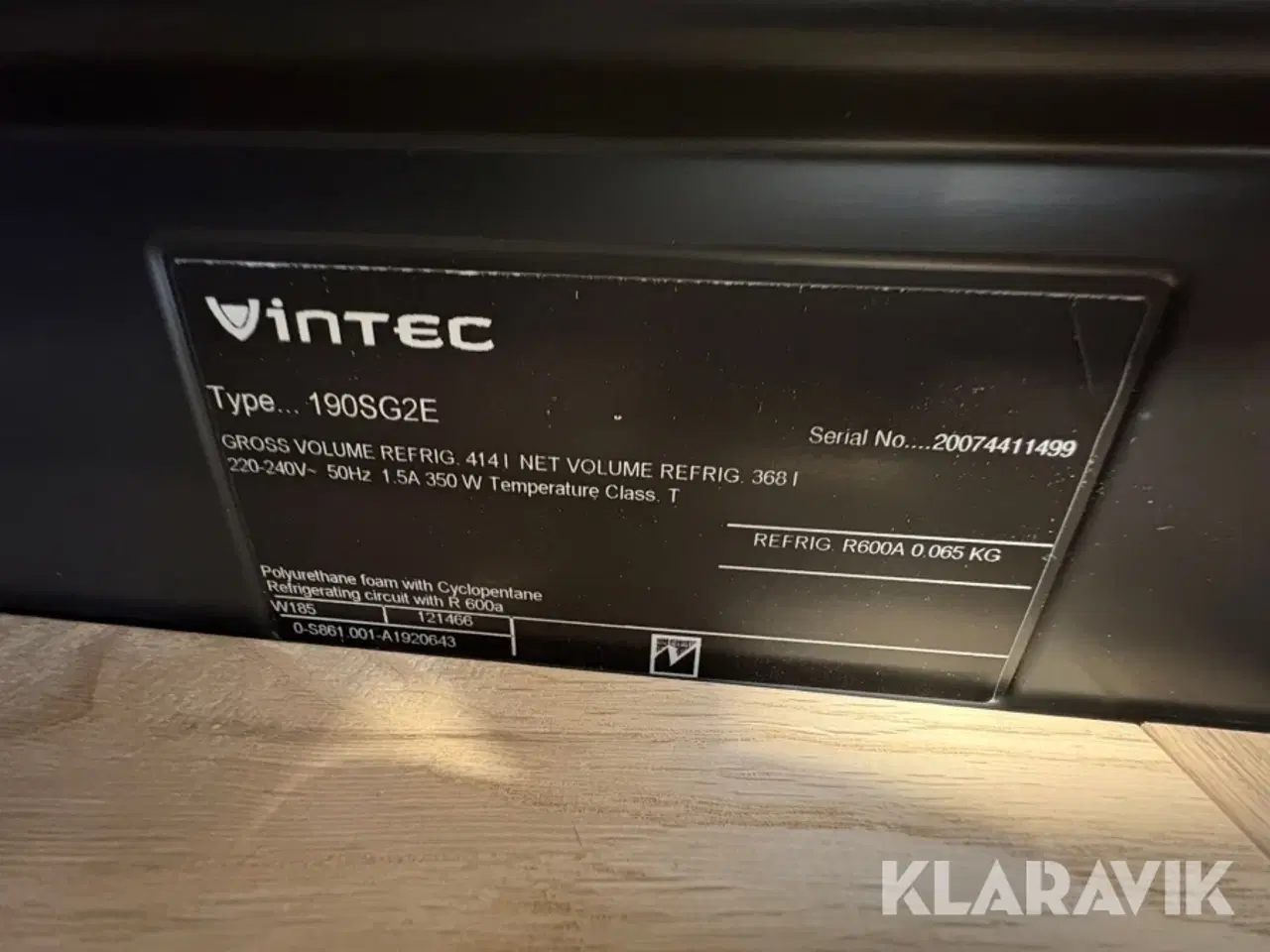 Billede 10 - Vinkøleskab Vintec 190SG2E