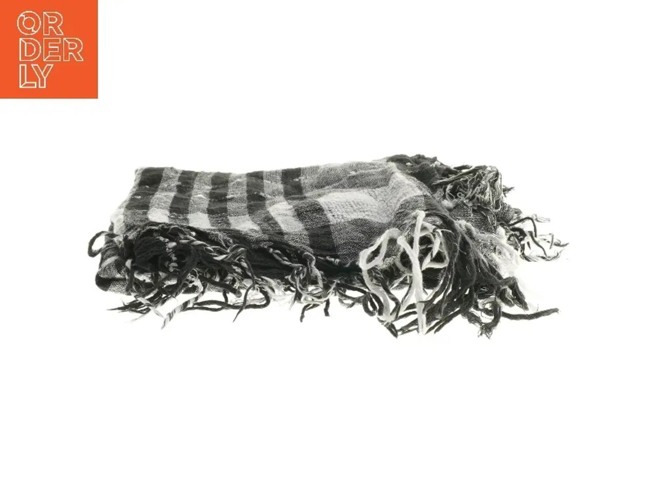 Billede 2 - Ternet tørklæde med frynser (str. 80x70 cm)