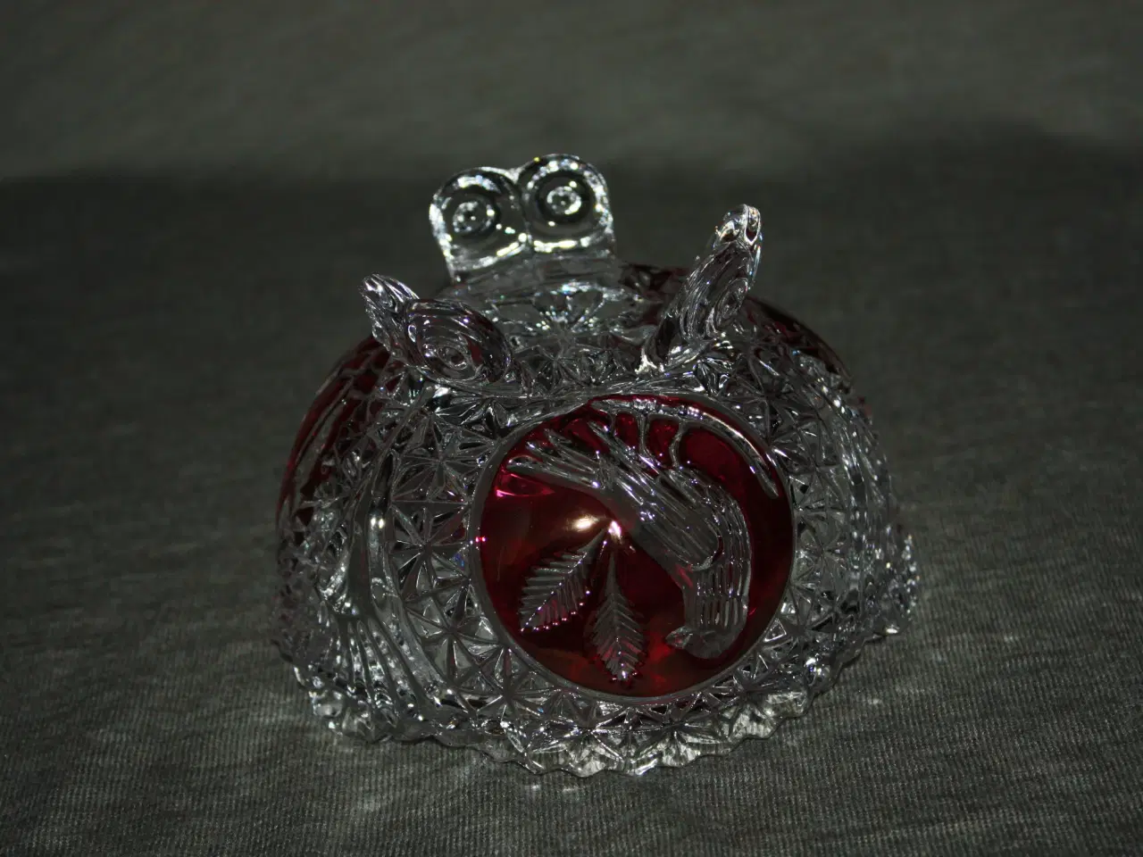 Billede 4 - Bøhmisk bonbon skål i krystal glas og med med fugl