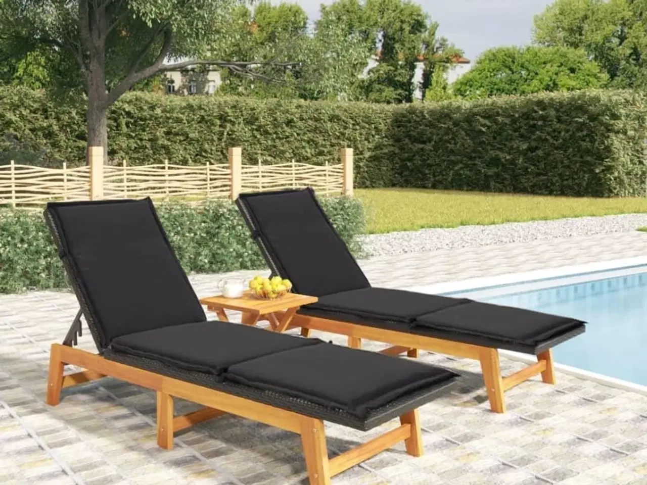 Billede 1 - Loungesæt til haven 3 dele polyrattan og massivt akacietræ