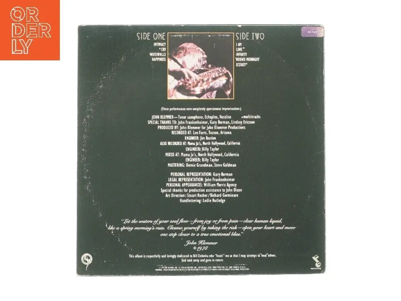 Billede 3 - Cry af John Klemmer fra IP