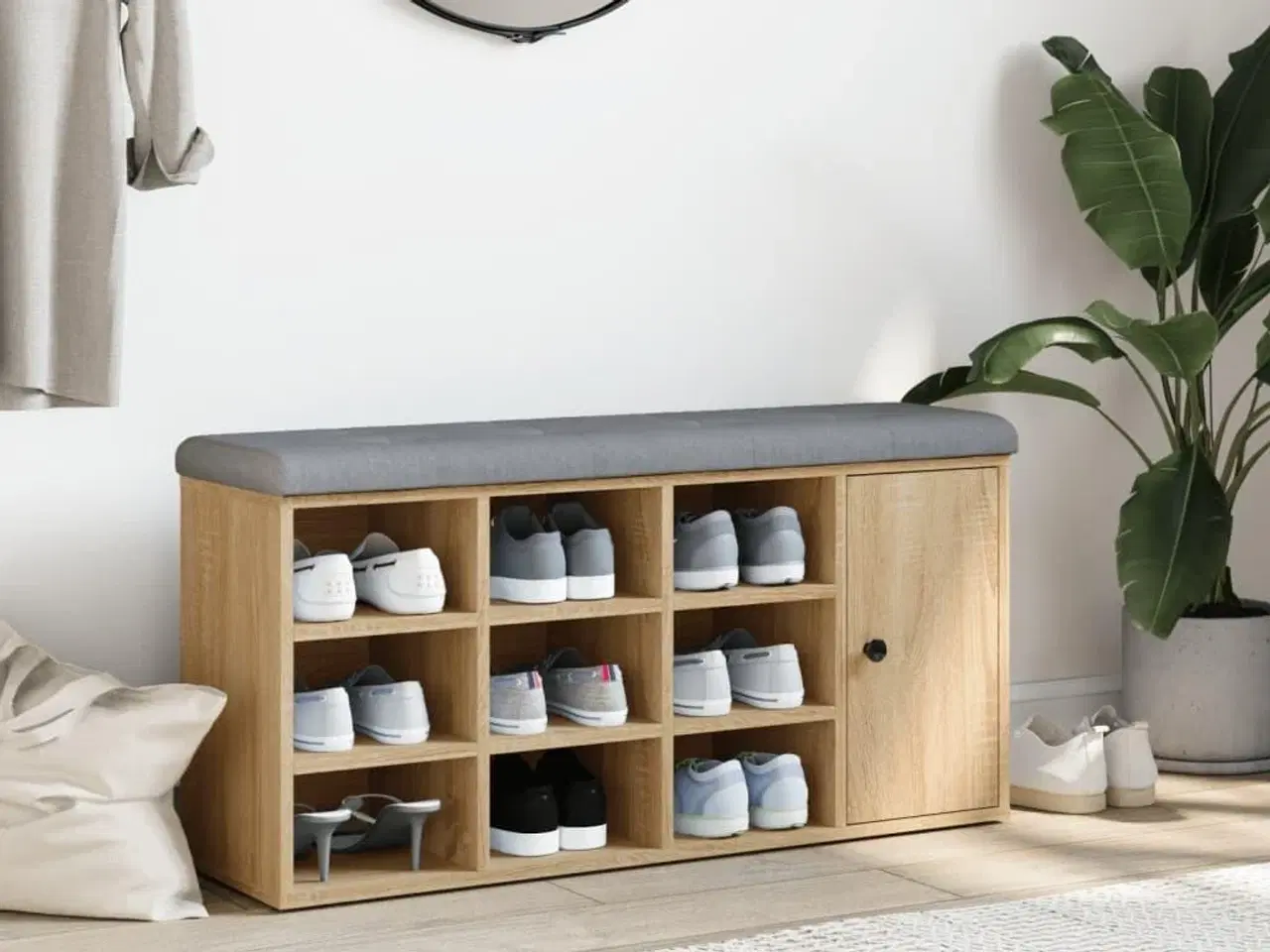 Billede 3 - Skobænk 102x32x50 cm konstrueret træ sonoma-eg