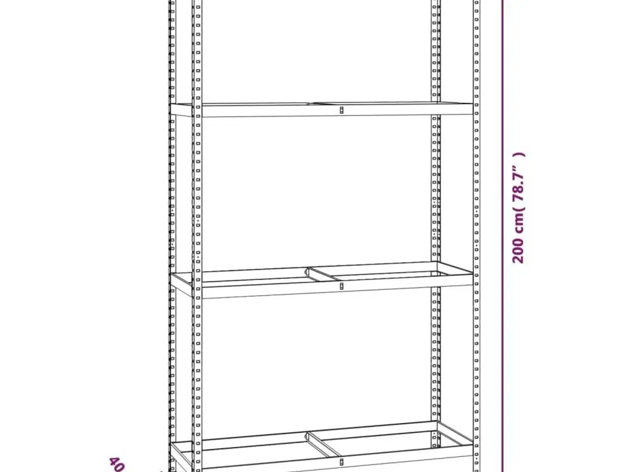 Billede 8 - Dækreol med 3 hylder 110x40x200 cm stål sølvfarvet