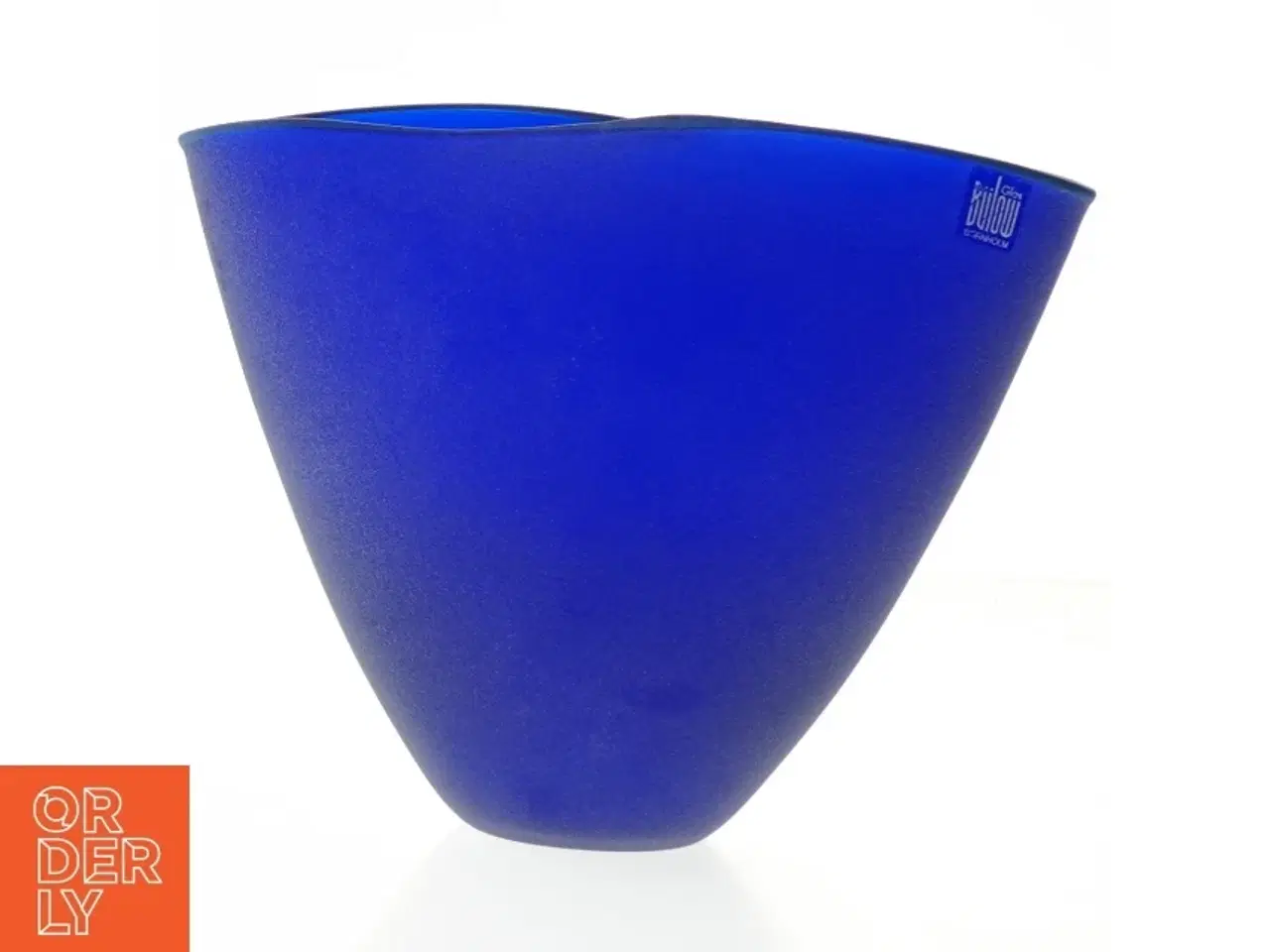 Billede 1 - Blå glasvase fra Bülow Bornholm (str. 15 x 18 cm)