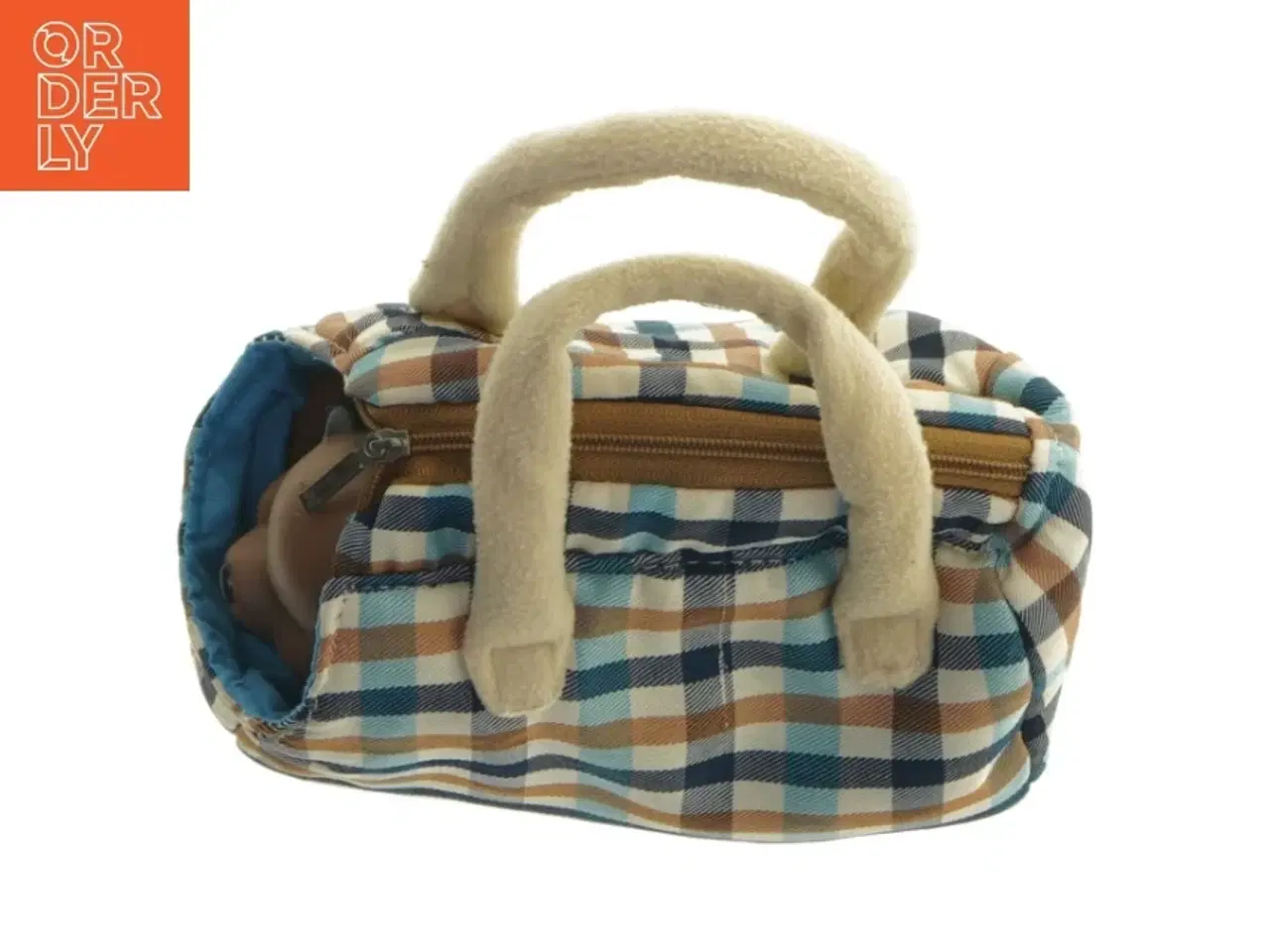 Billede 4 - Ternet børne taske med bamse (str. 15 cm)