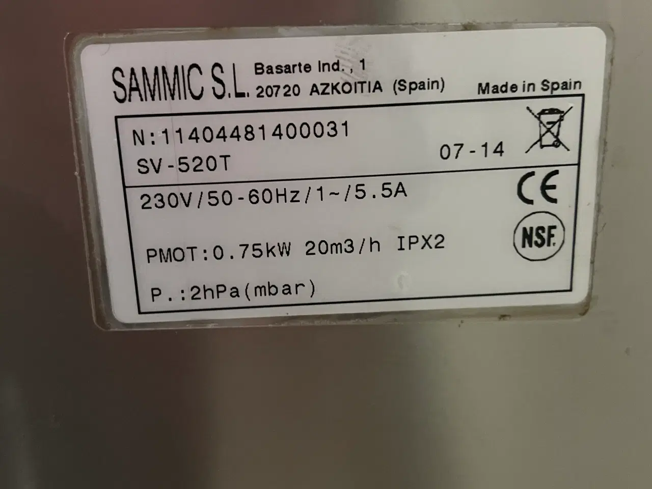 Billede 6 - AUKTION: Vakuum Maskine SAMMIC SV-520T