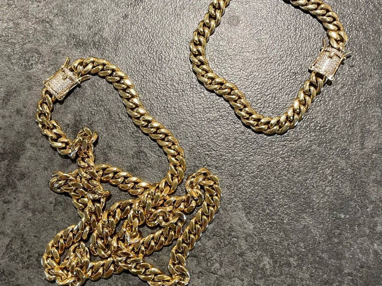 Billede 2 - 8mm 14k goldfilled cuban link sæt