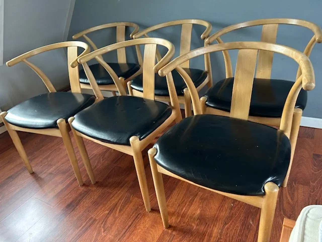 Billede 1 - 6 spisestole i sæbebehandlet bøg