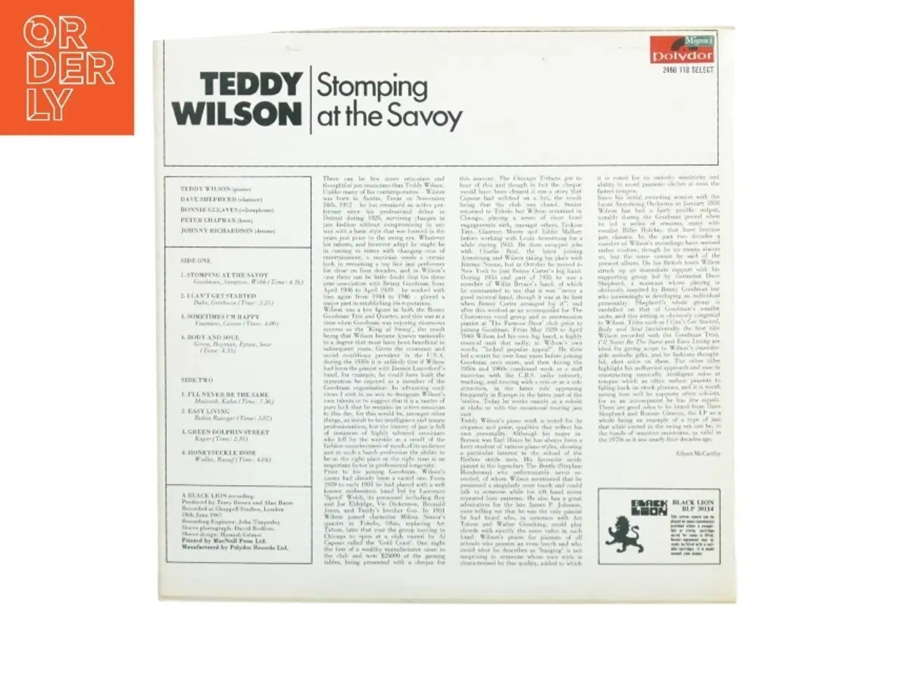 Billede 3 - Teddy Wilson - Stomping at the Savoy LP fra Polydor Records (str. 30 cm)
