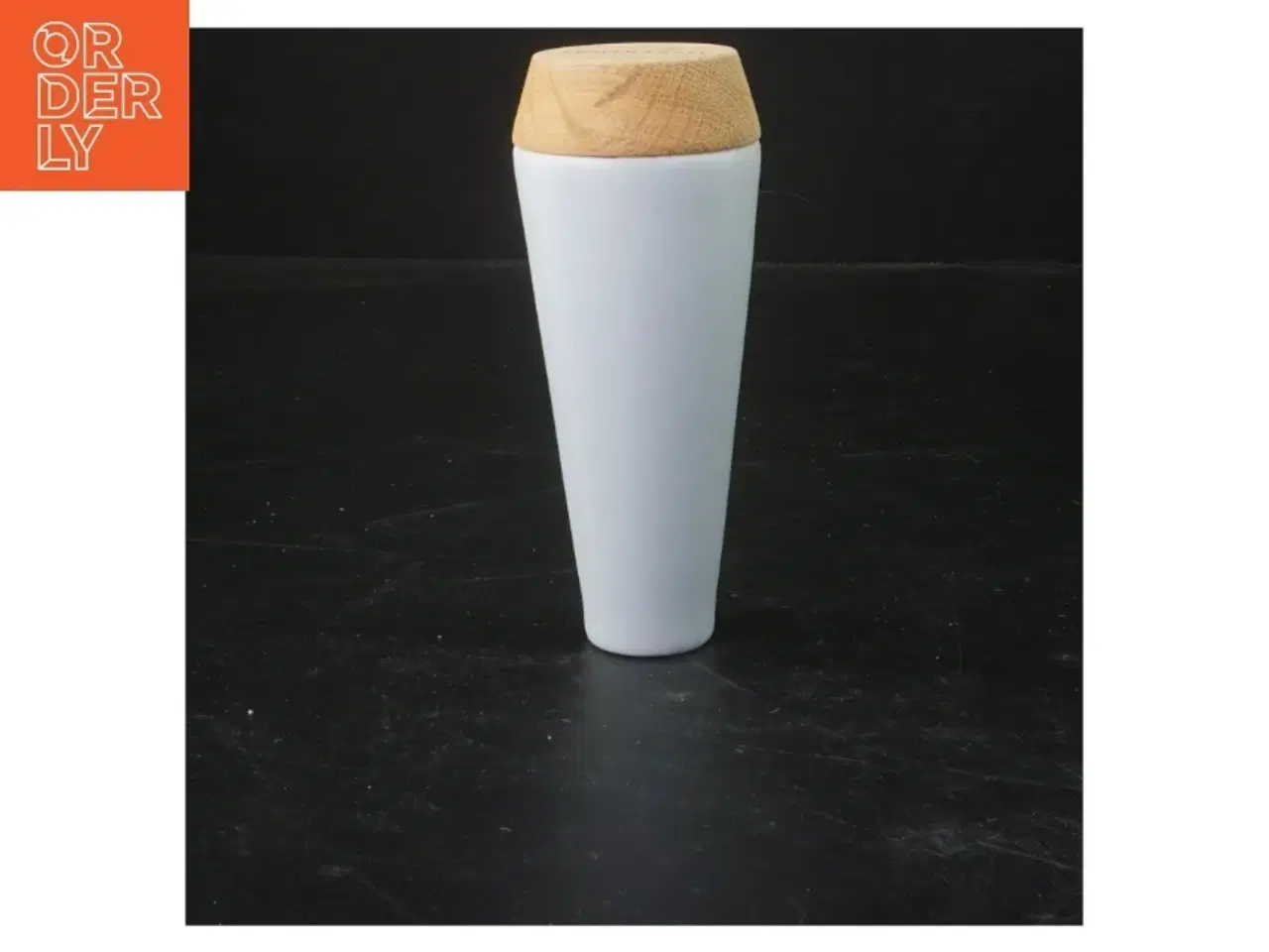 Billede 2 - Blå vase med træbund fra Novaform (str. 13x5 cm)