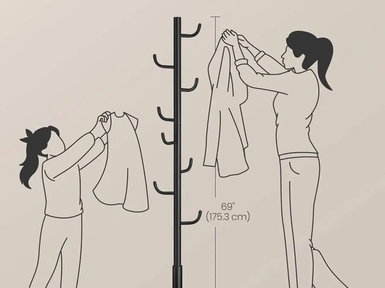 Billede 5 - Stumtjenere gulv HOME kaktusformet knagerække, 8 kroge, 175,3 cm, sort