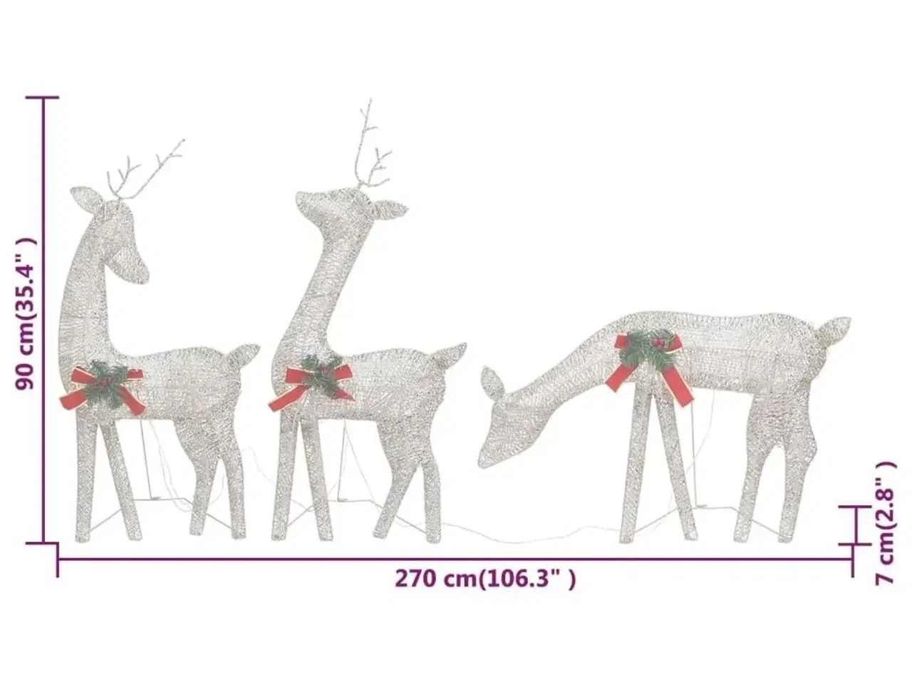 Billede 16 - Julerensdyr 3 dele 270x7x90 cm trådnet varmt hvidt lys