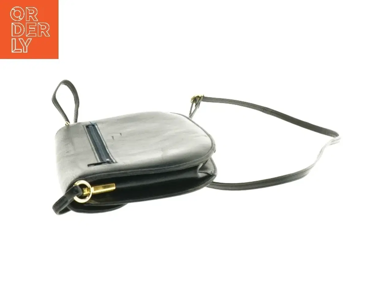 Billede 2 - Marinefarvet lædertaske fra Bon Goût (str. 24 x 15,5 cm)