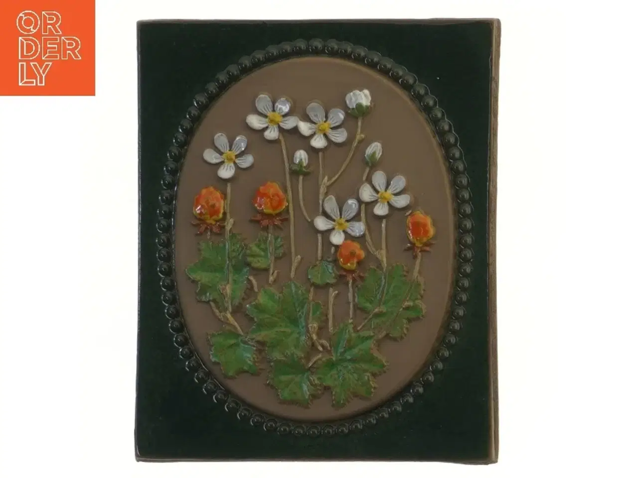 Billede 1 - Keramisk relief med blomster fra JIE (str. 22x18 cm)