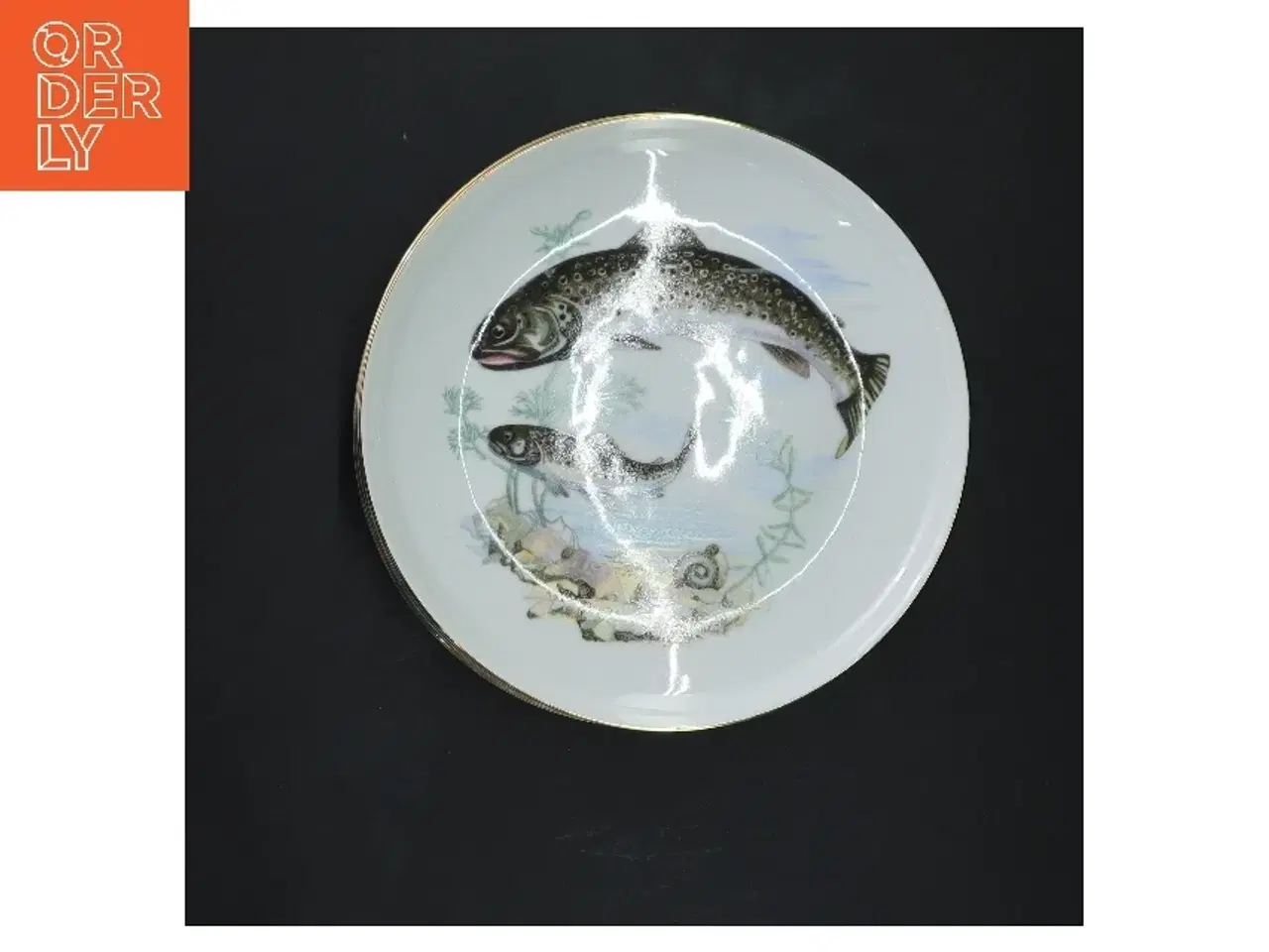 Billede 2 - Spisetallerken med fiskemotiv fra Colditz (str. 5 styk, ø 17 cm)