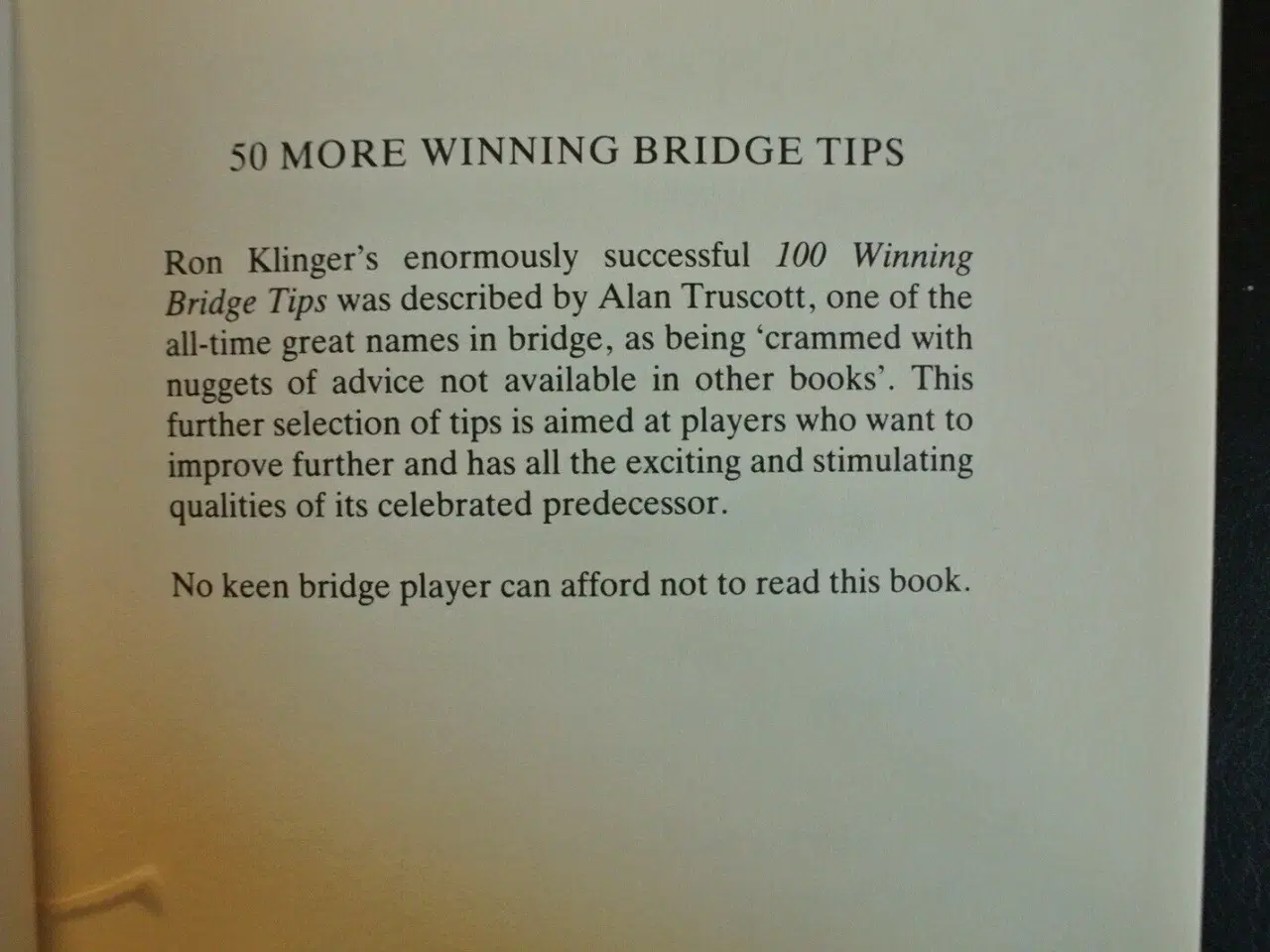 Billede 2 - 50 more winning bridge tips, by ron klinger , emne