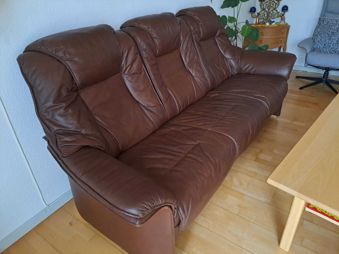 Billede 1 - Lædersofa, brun