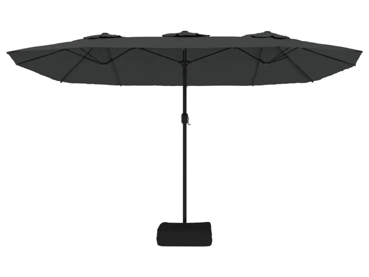 Billede 5 - Parasol m. dobbelt parasoldug og LED-lys 449x265 cm antracitgrå