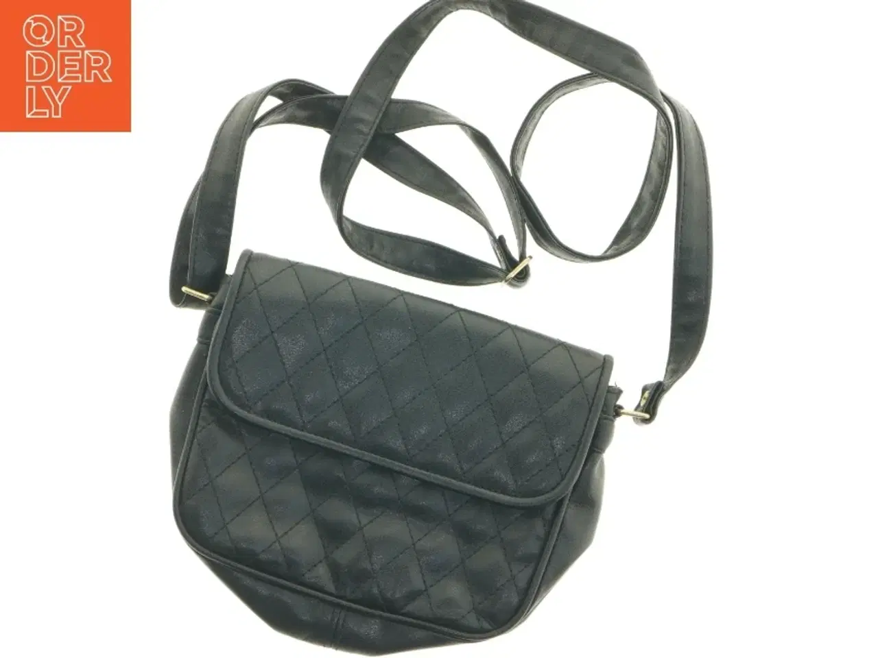 Billede 1 - Sort quiltet skuldertaske (str. 21 x 16 cm)