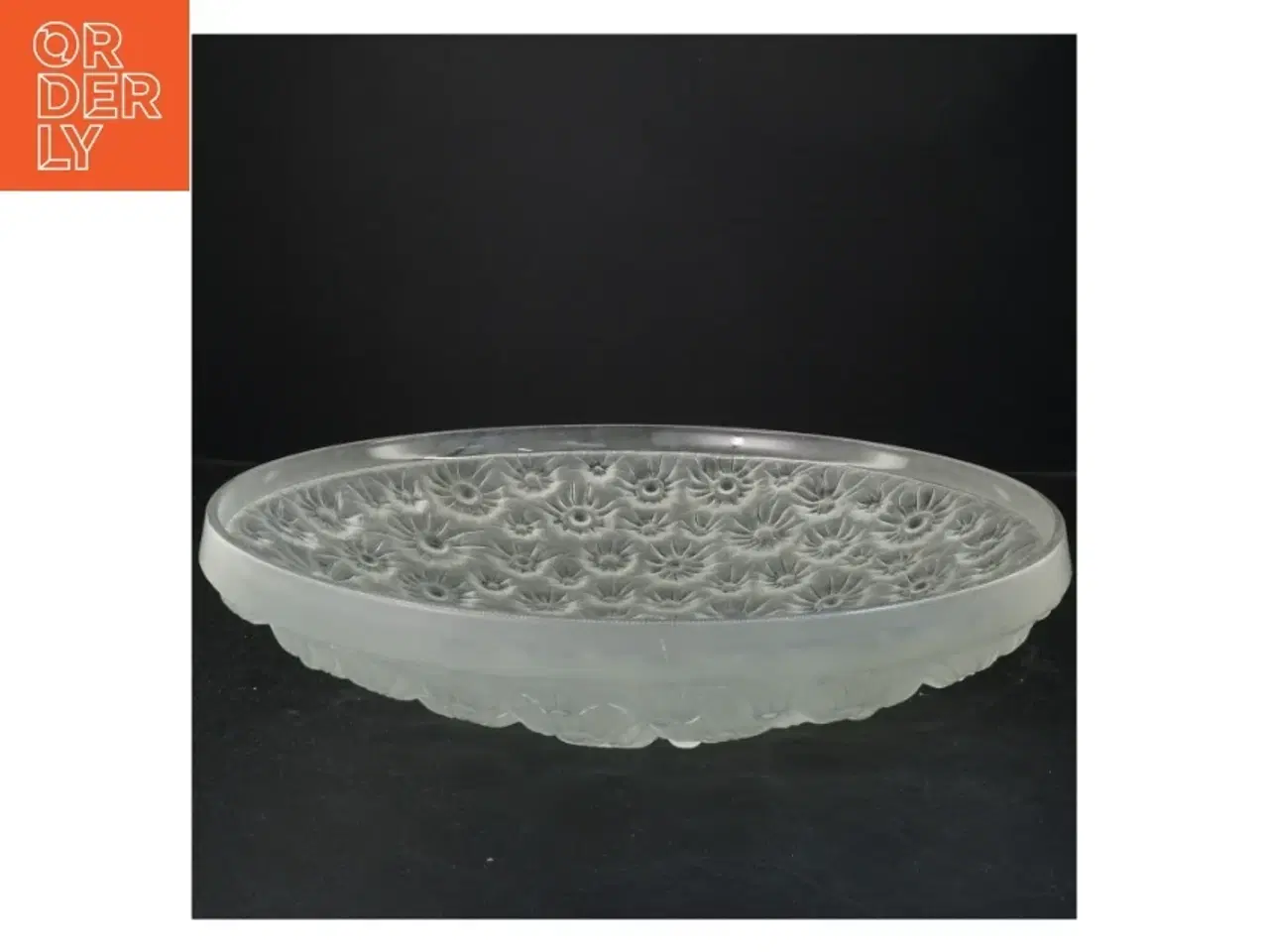 Billede 1 - Stort glasfad med blomstermønster (str. Ø 35 cm)