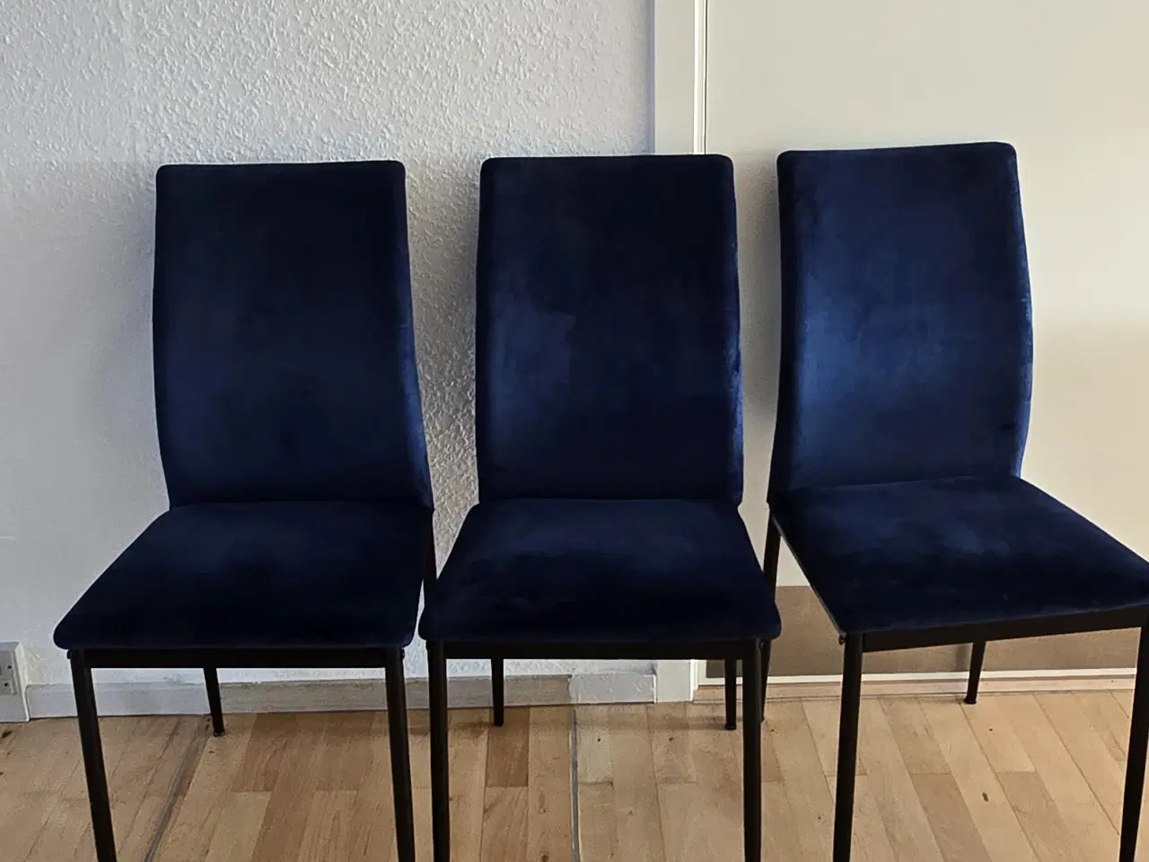Billede 1 - 3 stk blå velour stole 