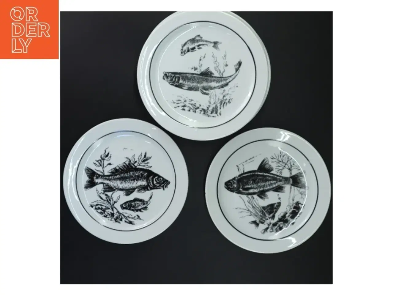 Billede 2 - Fisketallerkener fra Inglasur - 6 stk (str. Ø 19 cm)