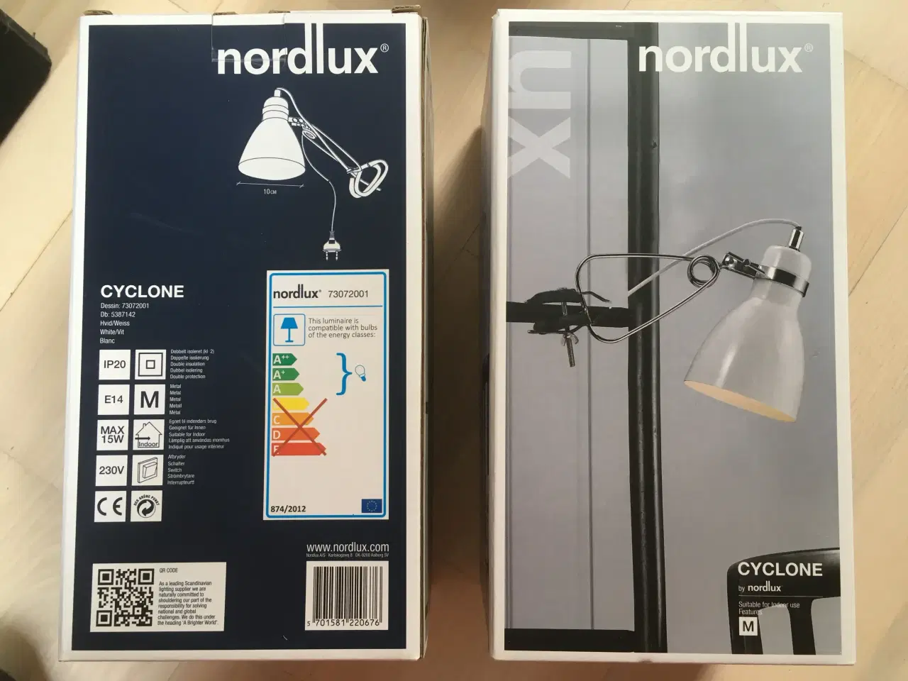 Billede 2 - Nordlux Cyclone klemme lampe i hvid metal 