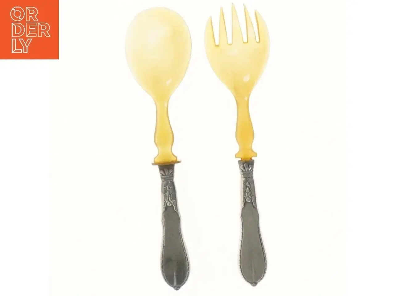 Billede 1 - Retro Salatbestik i sølv og ben str. 20 cm)