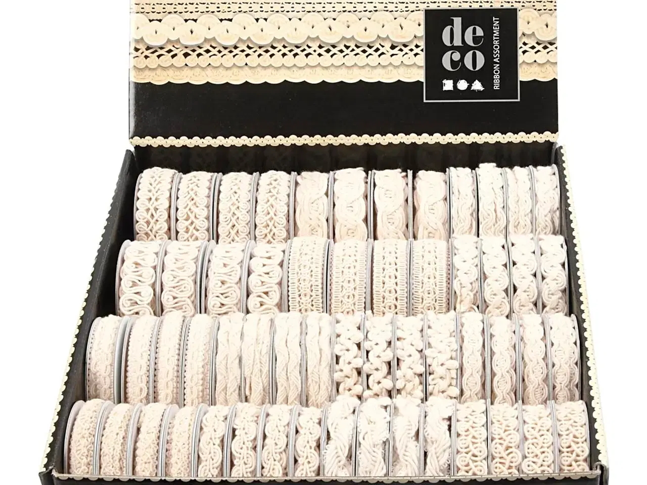 Billede 1 - Creme Dekorationsbånd 6-18 mm, 56 m - 1 pk