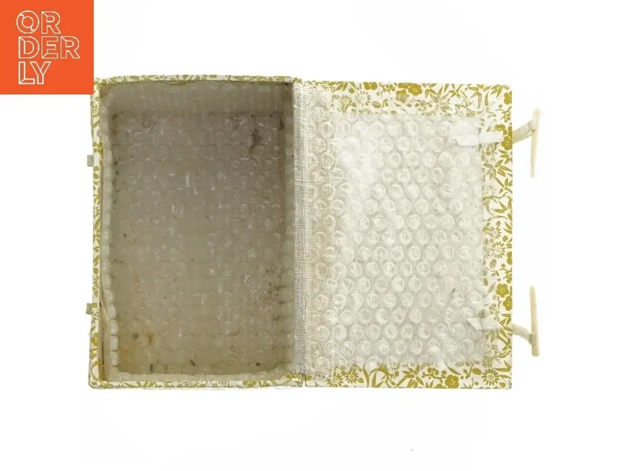 Billede 2 - Dekorativ kasse i gul blomstermønster (str. 14,5x10x10 cm)