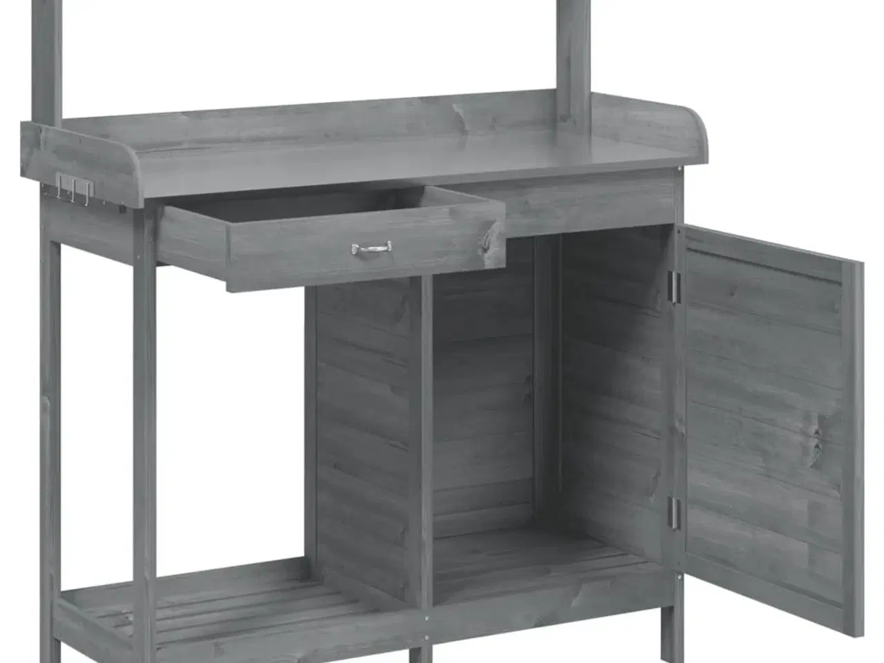 Billede 6 - Pottebænk med skab 110,5x45x124,5 cm massivt grantræ grå
