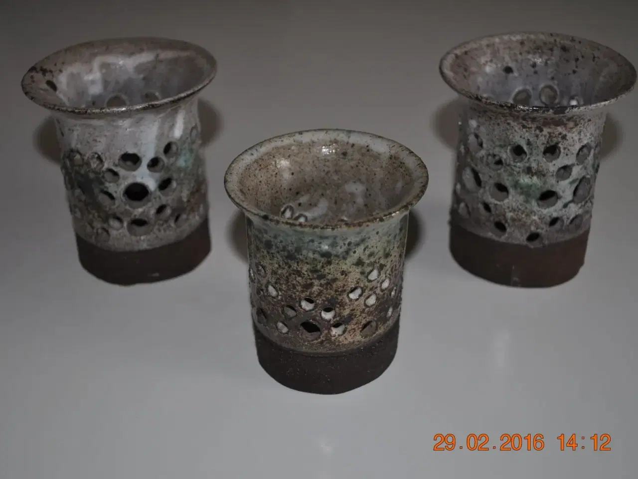 Billede 2 - 3 Stk Håndlavet vaser til fyrfads lys