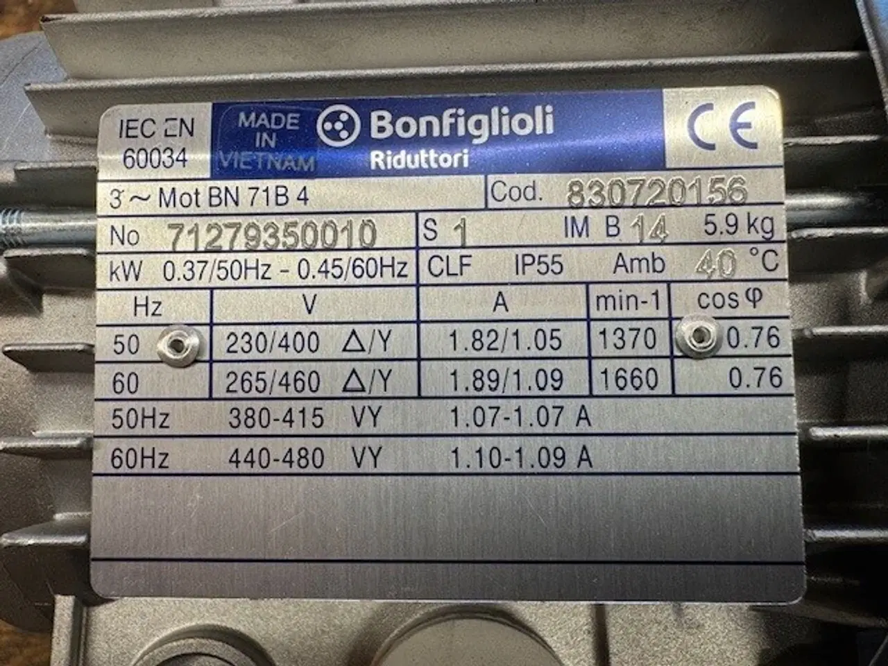 Billede 5 - Bonfiglioli motor evt. med tilhørende gear