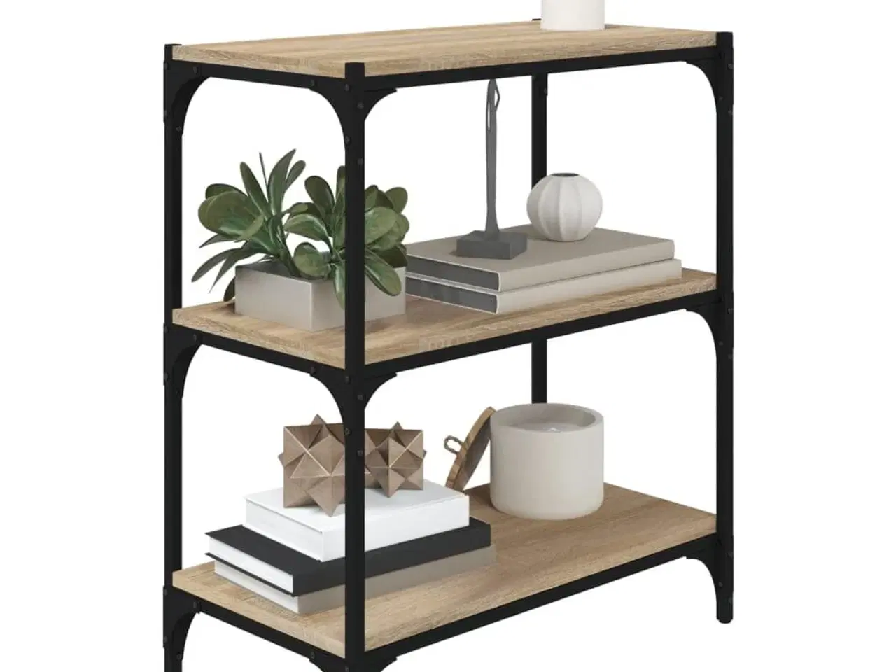 Billede 4 - Bogreol 60x33x70,5 cm konstrueret træ og stål sonoma-eg