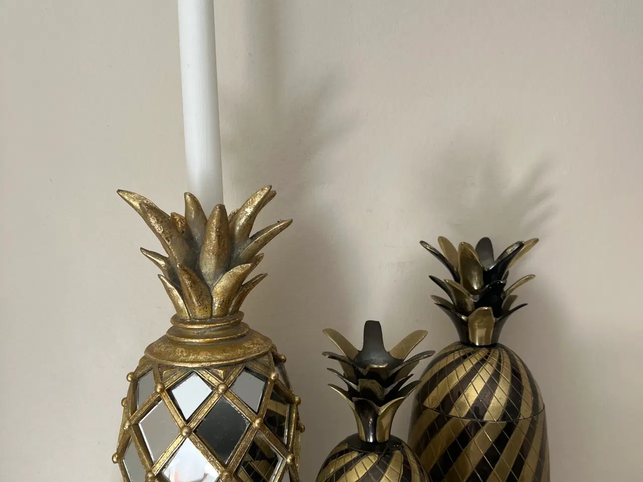 Billede 2 - Smuk ananas lysestage med spejle 
