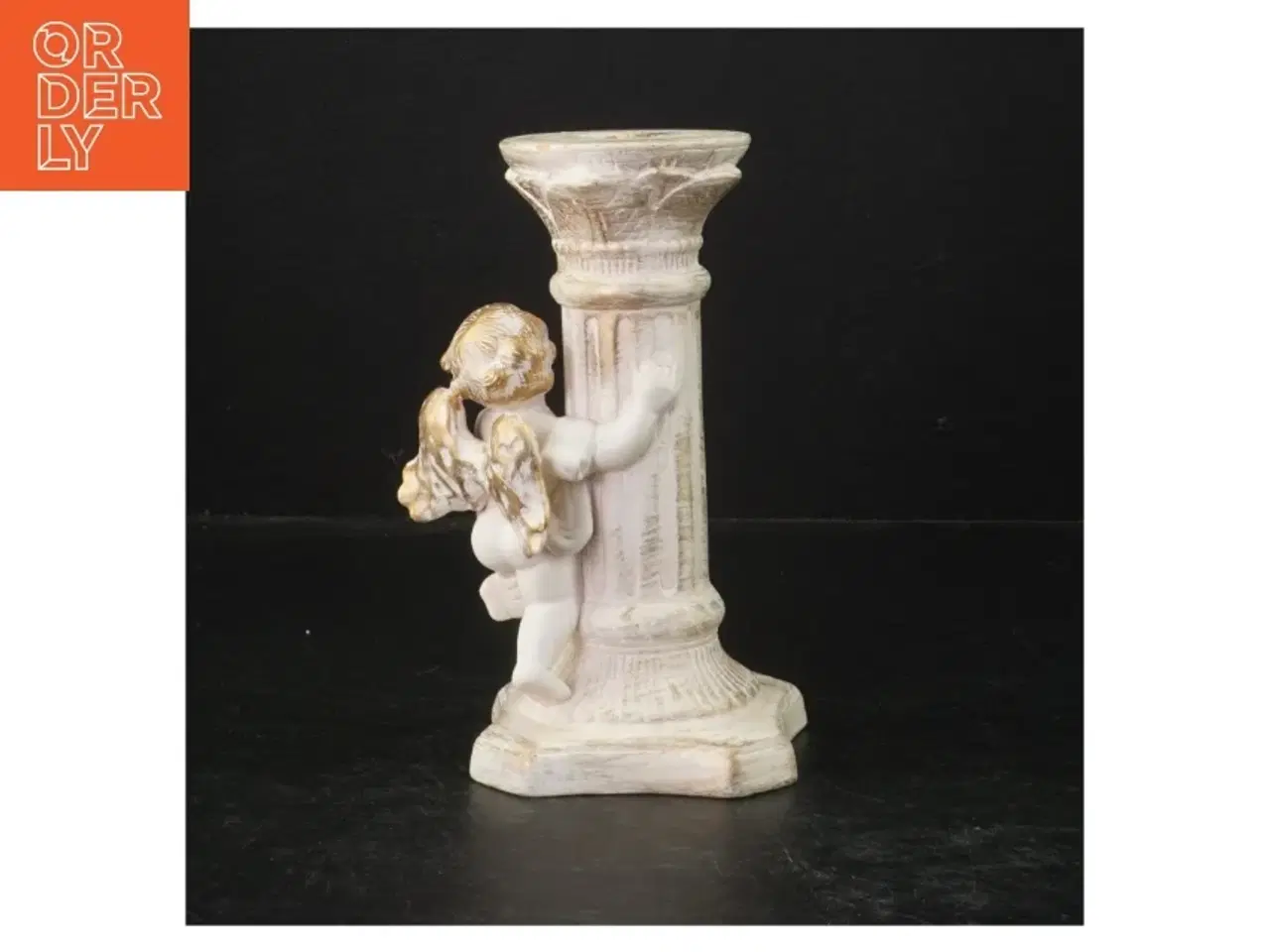 Billede 2 - Keramiklysestage med englemotiv (str. 16 cm)