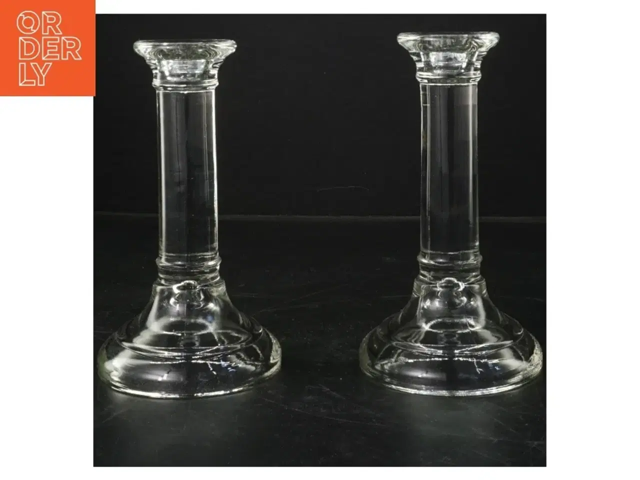 Billede 1 - Par af glaslysestager (str.  18x10 cm)