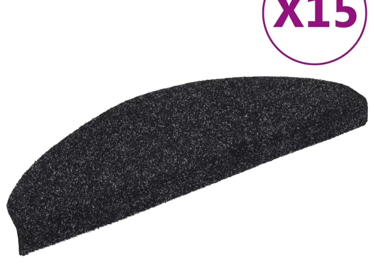 Billede 2 - Trappemåtter selvklæbende 15 stk. 65x21x4 cm sorte halvrunde store