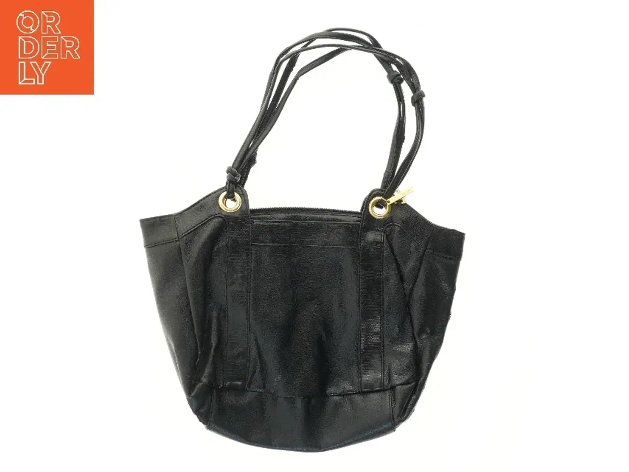 Billede 1 - Sort skuldertaske med metalringe fra Friis & Company (str. 42x34 cm)
